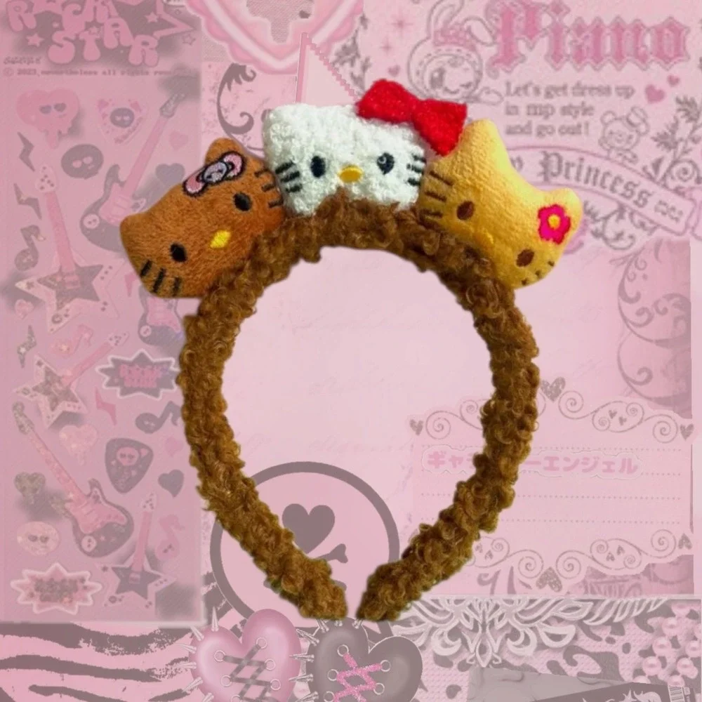 Y2K GRUNGE CUTE PLUSH FUZZY‎ HELLO KITTY HEAD BAND NWOT